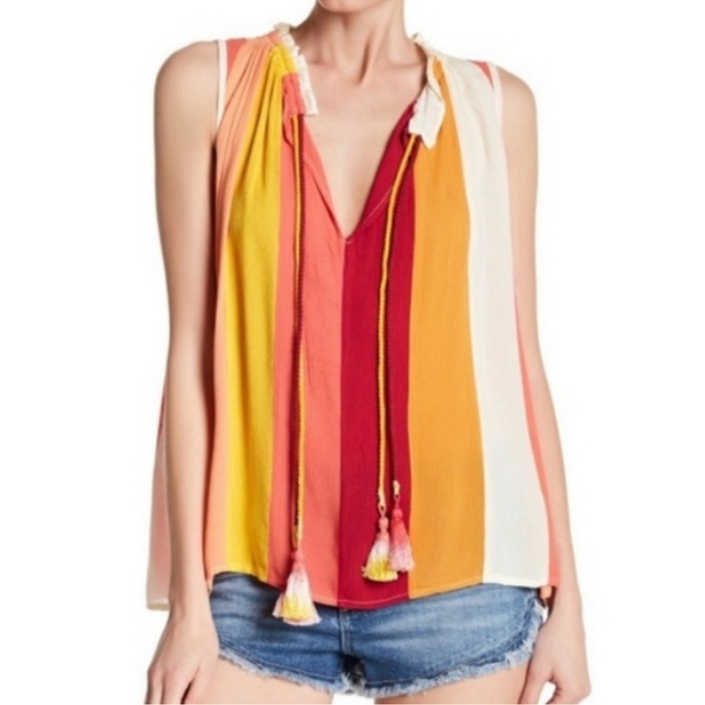NWOT Rocks & Indigo tassel top size large